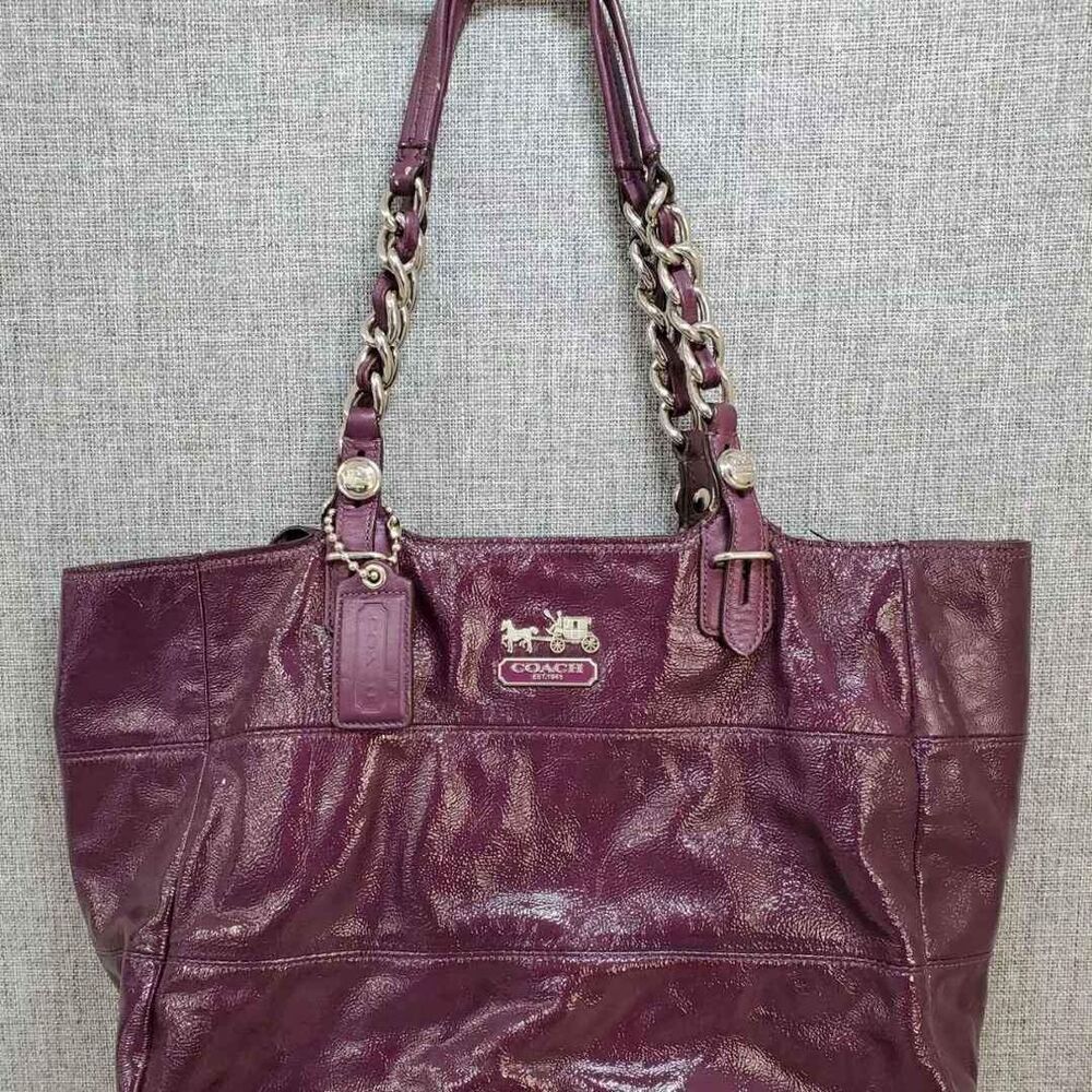 Coach Designer Tribeca East West Purple Leather Shoulder Bag Tote Purse Handbag